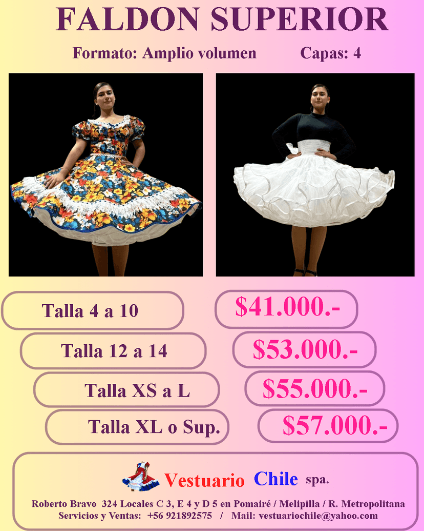 Faldon Superior 4 Capas Talla 4 a 10