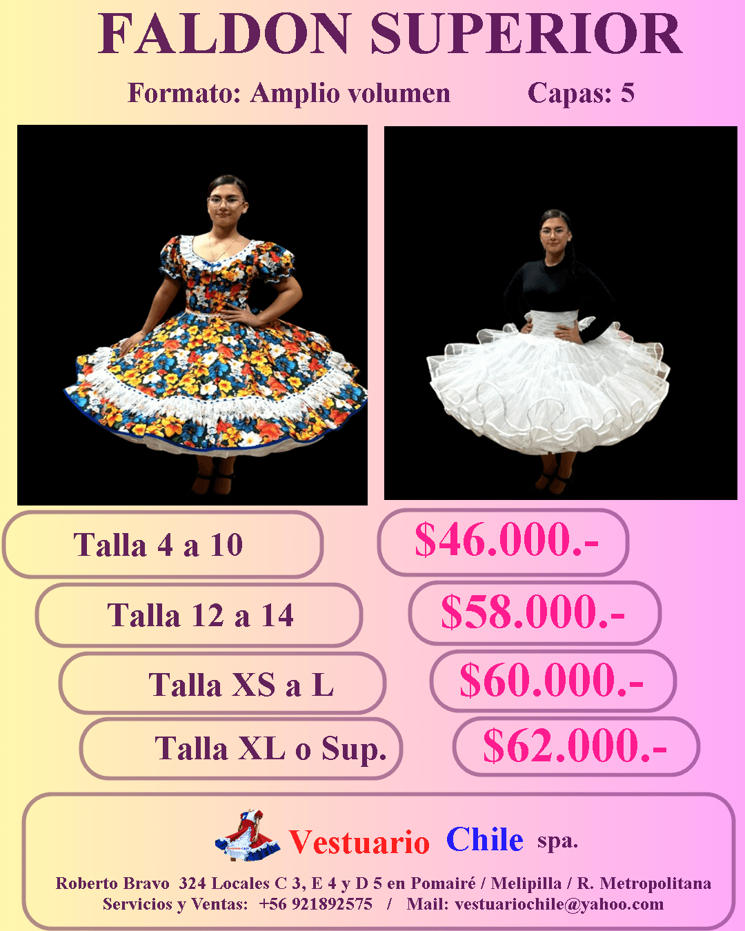 Faldon Superior 5 Capas Talla 4 a 10