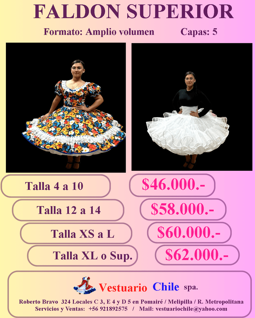 Faldon Superior 5 Capas Talla 4 a 10