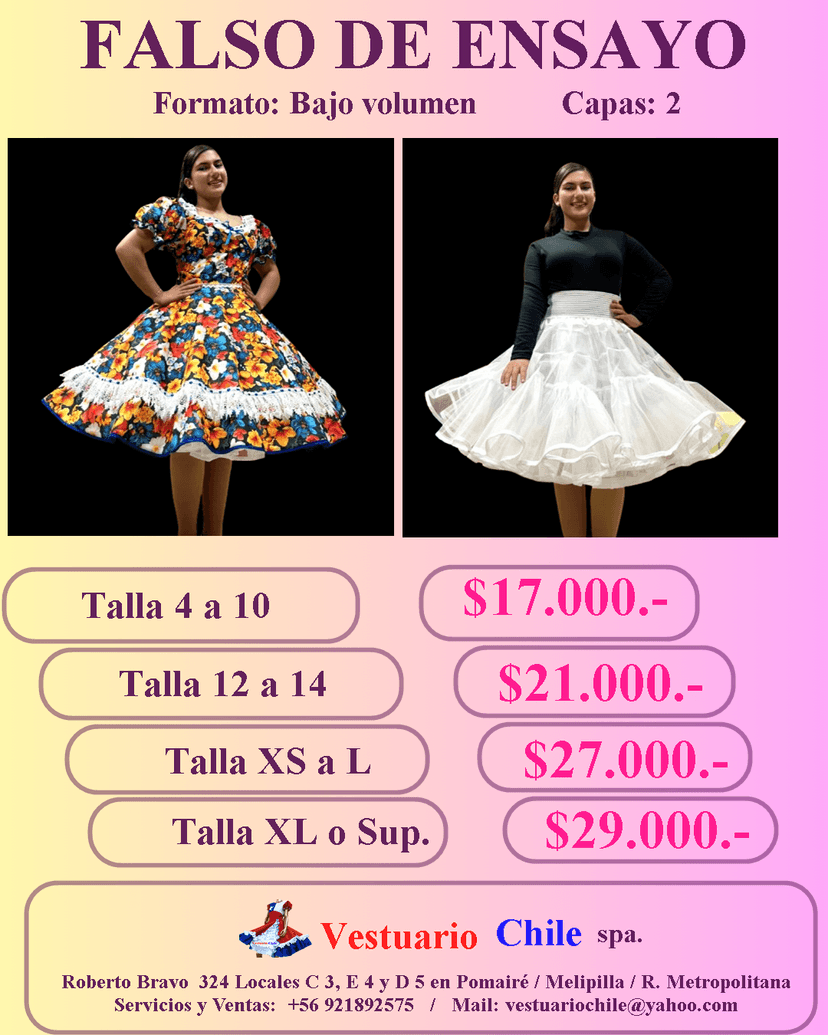 Faldon Superior 3 Capas Talla 4 a 10
